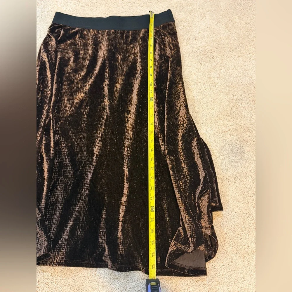 Calvin Klein Brown Velour Maxi Skirt with Elastic Waist Size Medium